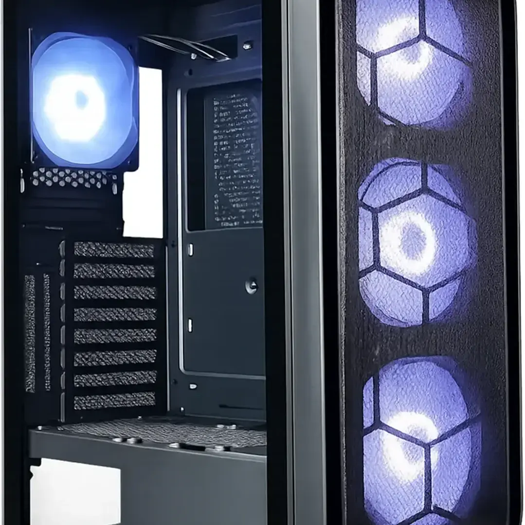 Gabinete ESGAMING Y03-BK Mid Tower Mesh 4 Fan ARGB Vidrio Templado 1