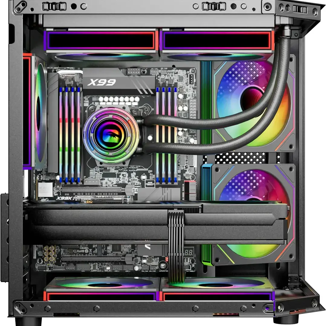 Gabinete Rebel MATX Black ARGB 5 Fan USB-C USB 3.0 3
