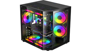 Gabinete Rebel MATX Black ARGB 5 Fan USB-C USB 3.0