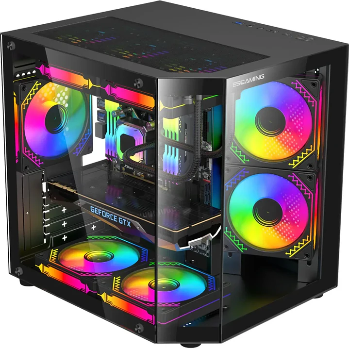 Gabinete Rebel MATX Black ARGB 5 Fan USB-C USB 3.0 1