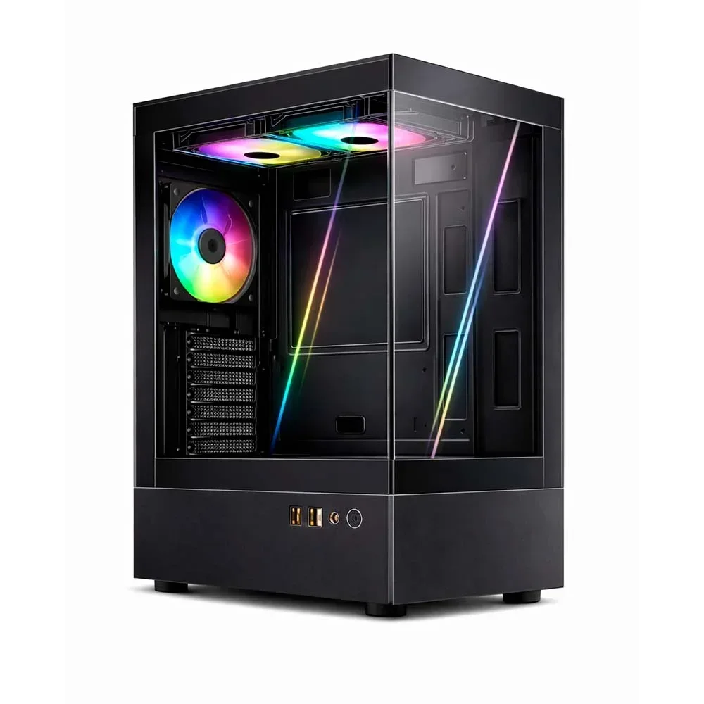 Gabinete EsGaming H60-BK ARGB 5 FAN Vidrio Templado Micro-ATX / Mini-ITX