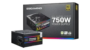 Fuente de Poder ESGAMING 750W 80 Plus Gold No modular RGB