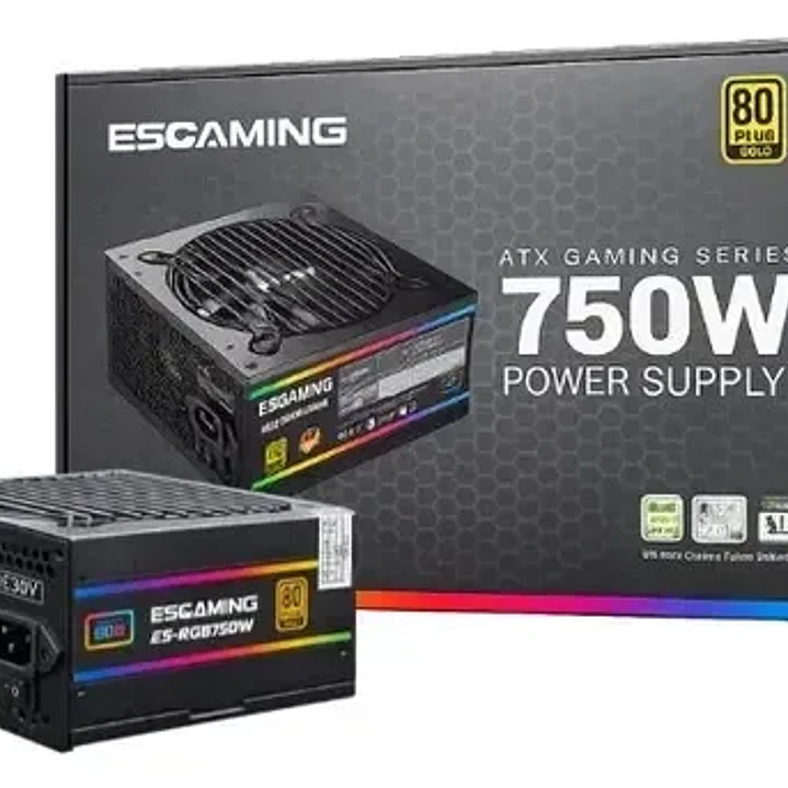 Fuente de Poder ESGAMING 750W 80 Plus Gold No modular RGB 1