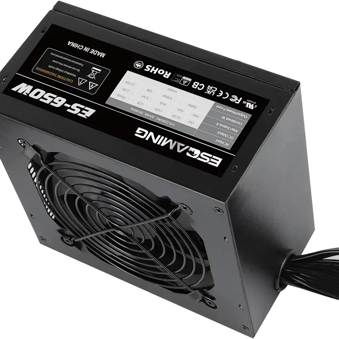 Fuente de Poder ES-Gaming ES-650W 650W Black 12cm Fan 3