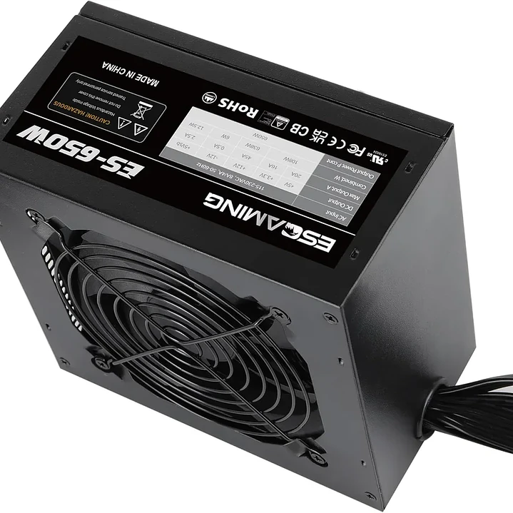 Fuente de Poder ES-Gaming ES-650W 650W Black 12cm Fan 3