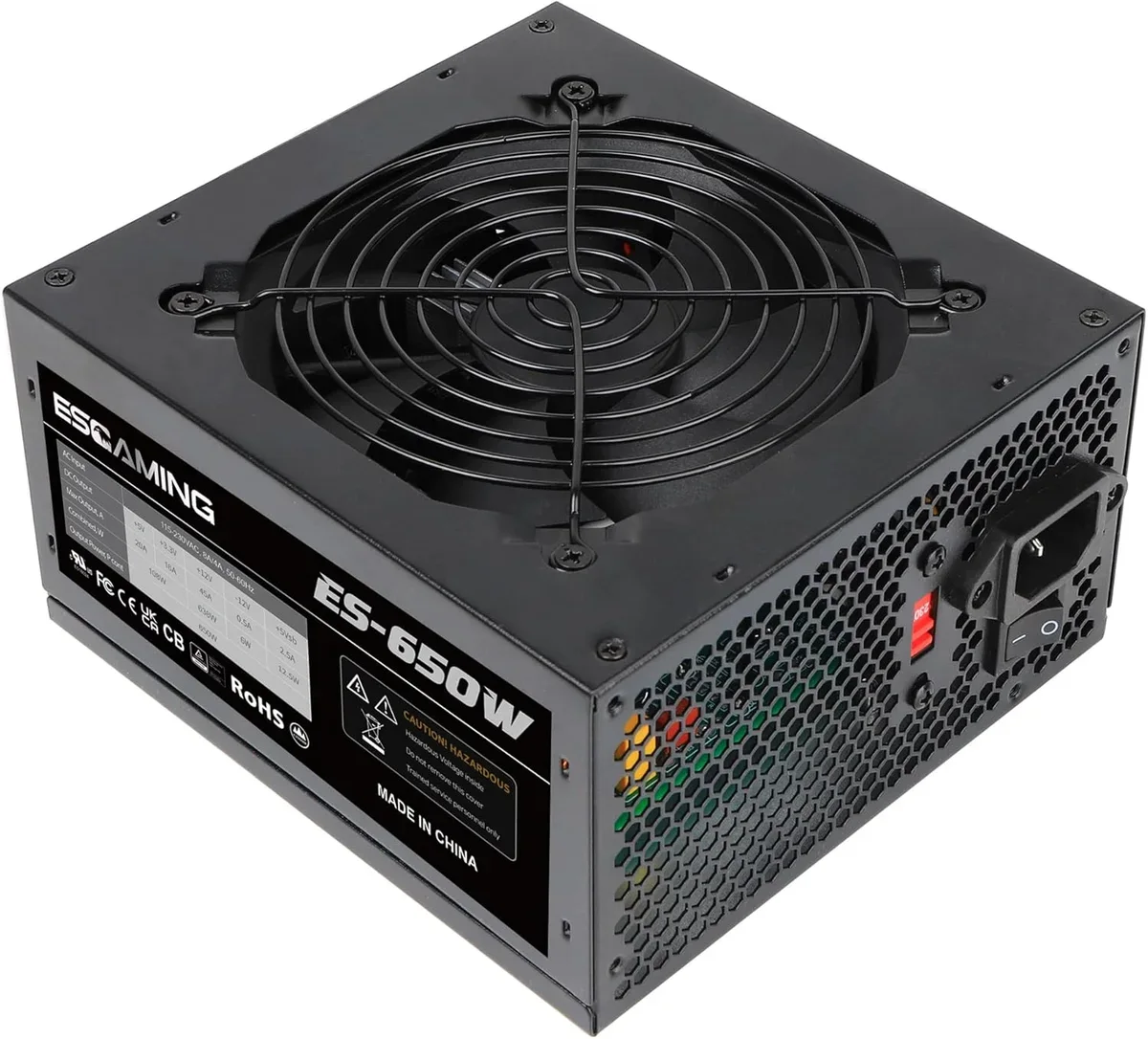 Fuente de Poder ES-Gaming ES-650W 650W Black 12cm Fan
