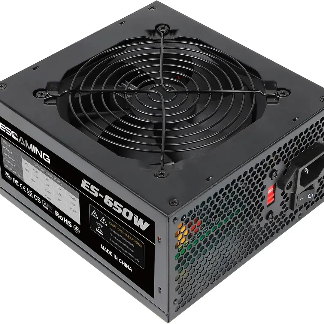Fuente de Poder ES-Gaming ES-650W 650W Black 12cm Fan 1