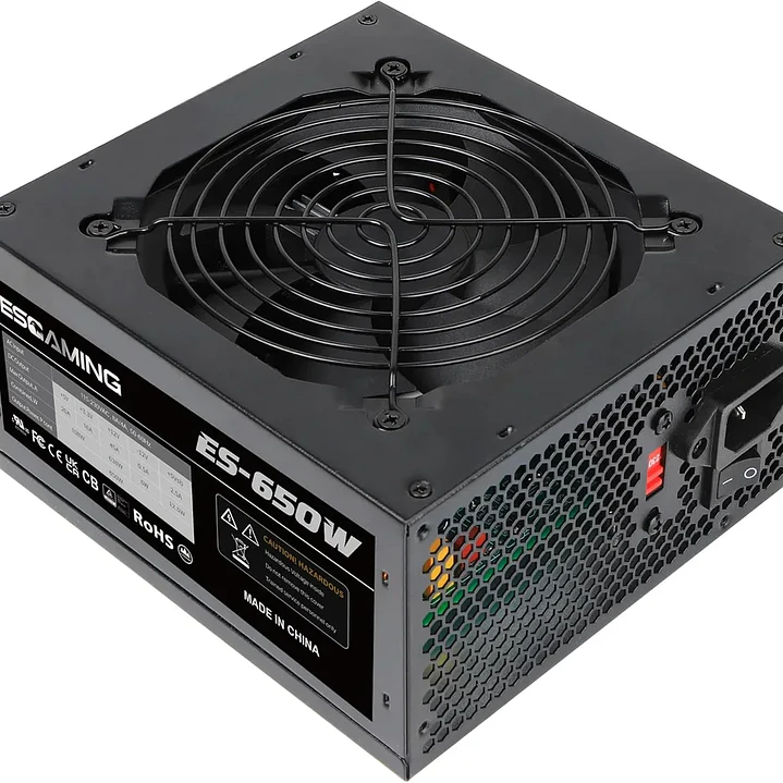 Fuente de Poder ES-Gaming ES-650W 650W Black 12cm Fan 1