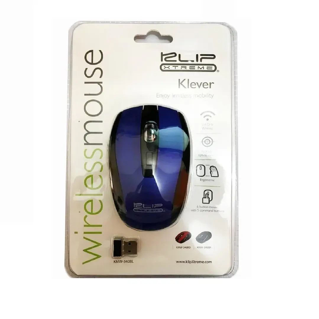 Mouse Klip Klever KMW-340BL Inalámbrico 2.4 GHz Óptico para oficina 2