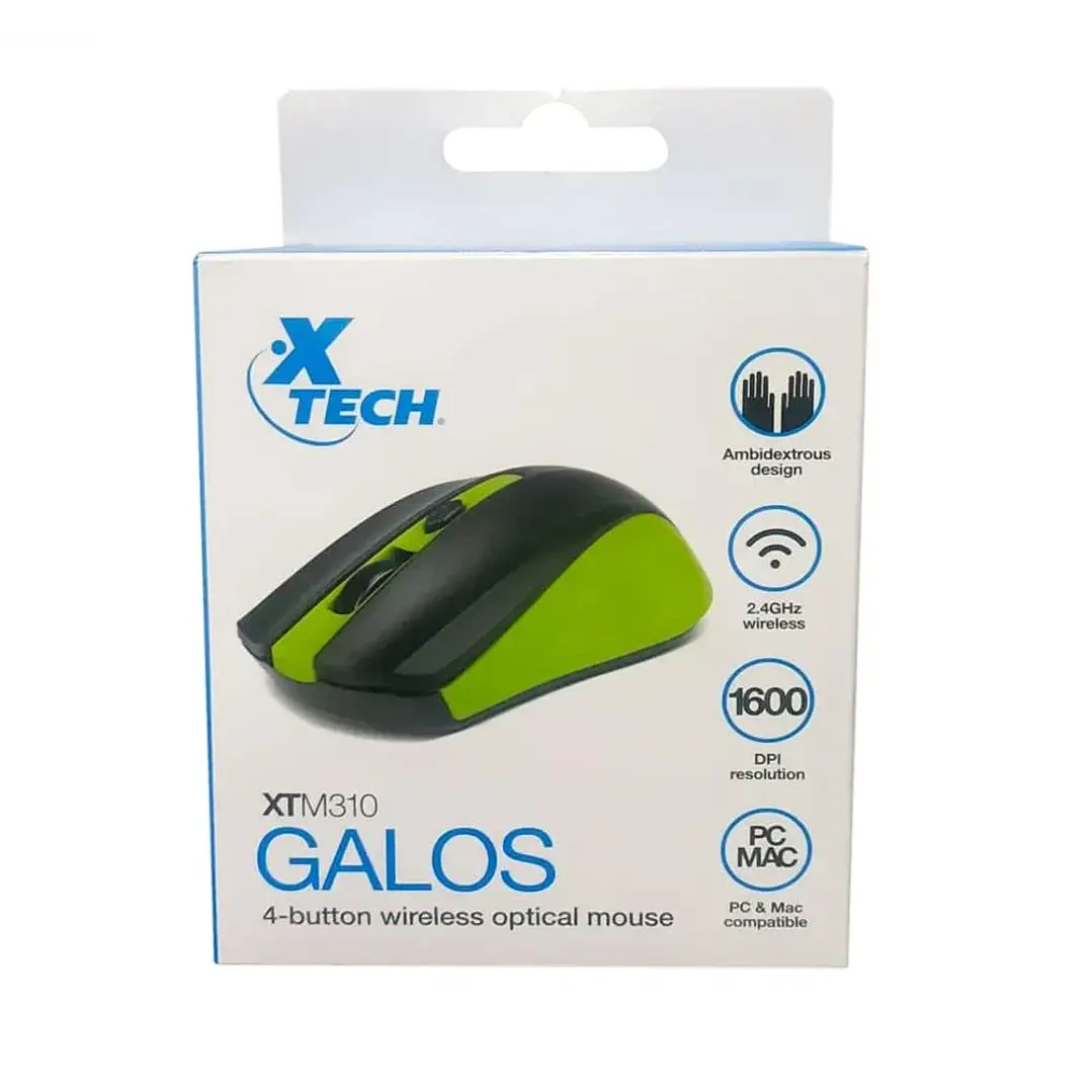 Mouse Xtech XTM-310GN Inalámbrico 1600 DPI Ambidiestro 1