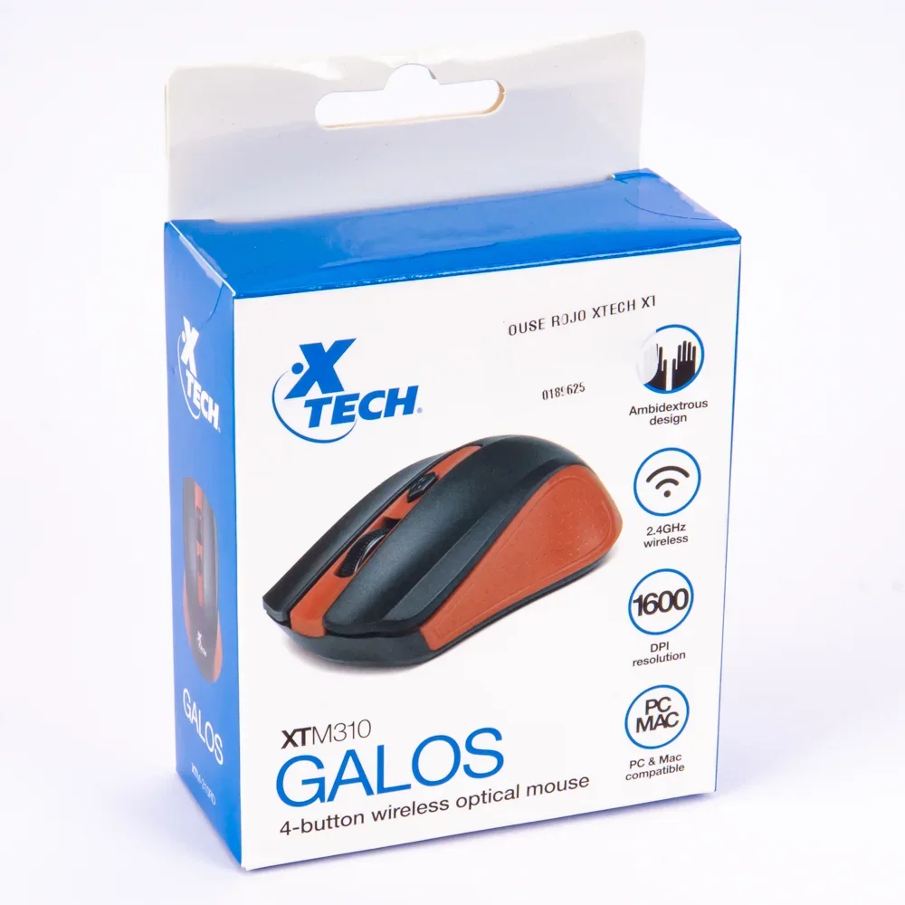 Mouse Xtech XTM-310RD Inalámbrico 1600 DPI 4 botones