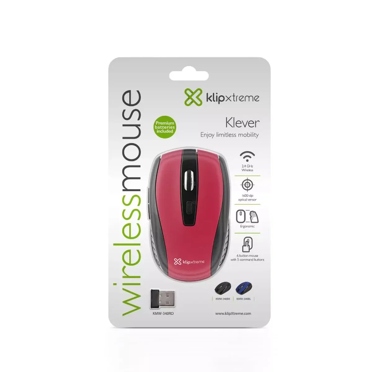 Mouse Klip Xtreme Nano USB Inalámbrico 6 Botones para Oficina