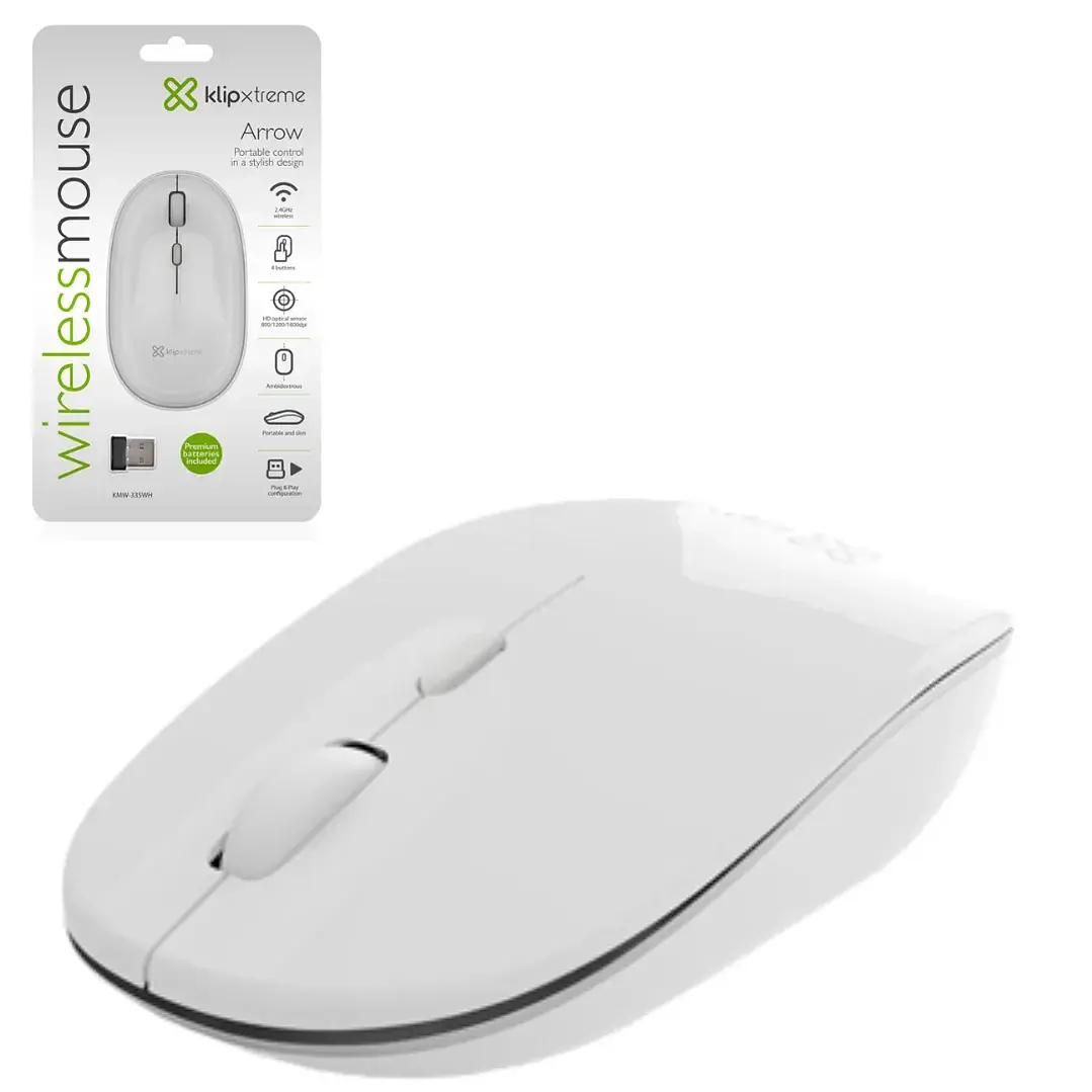 Mouse Klip Xtreme Arrow KMW-335WH Inalámbrico 2.4 GHz Ambidiestro 1