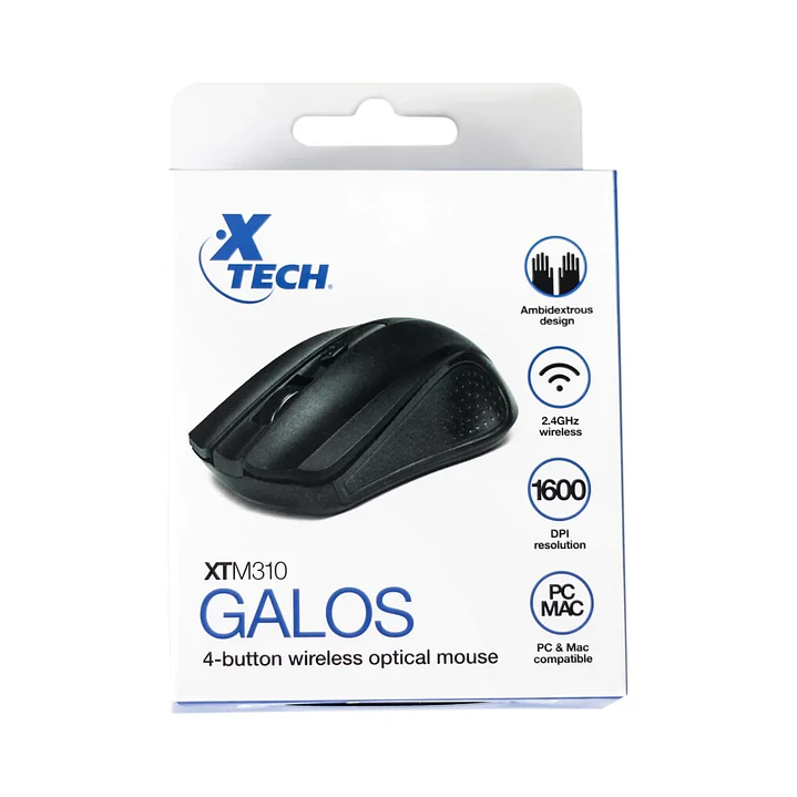 Mouse Xtech XTM-310BK Inalámbrico 2.4 GHz Óptico ambidiestro 1