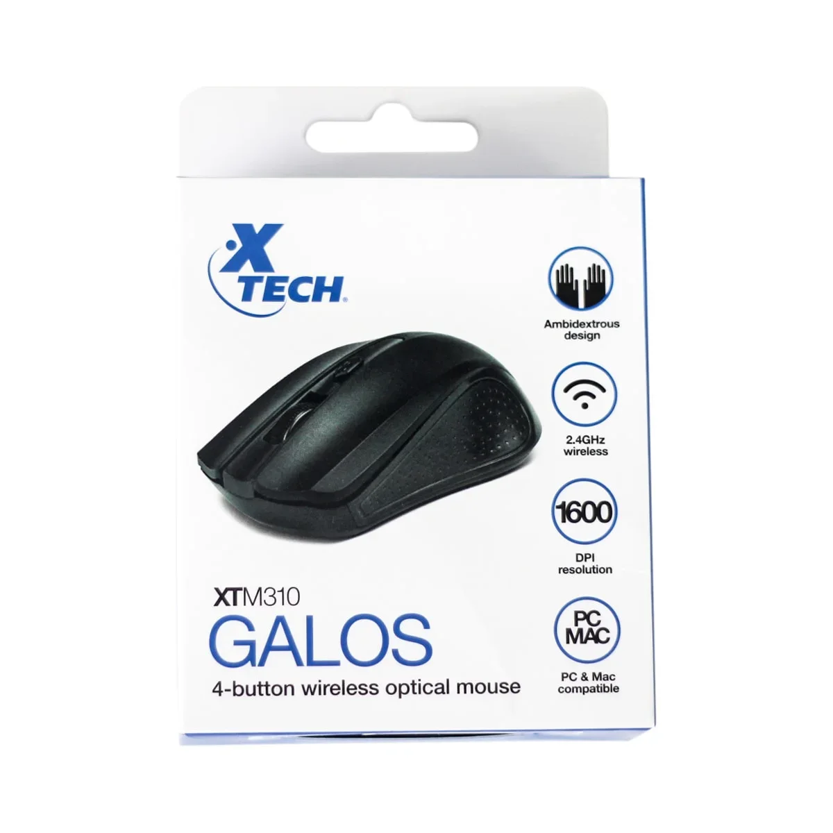 Mouse Xtech XTM-310BK Inalámbrico 1600 DPI 4 botones