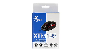 Mouse XTECH XTM195 Óptico USB 3 botones Negro-Rojo