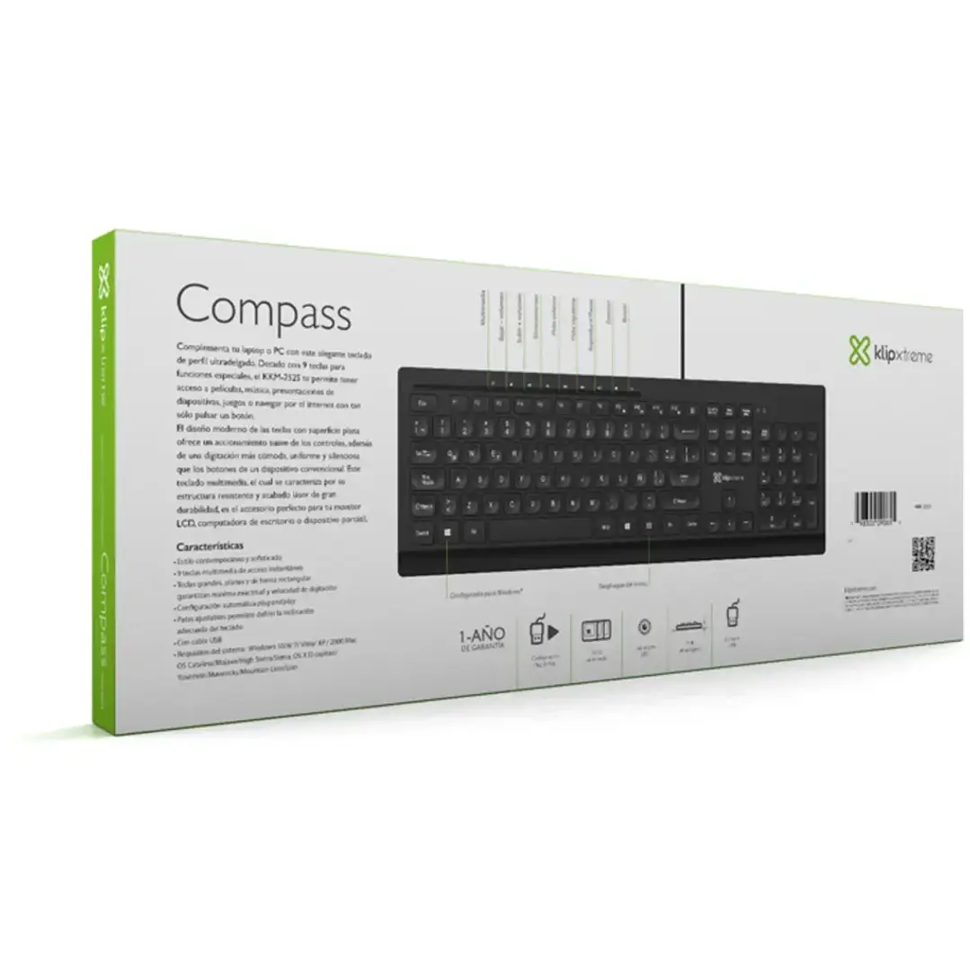 Teclado Klip Xtreme Compass USB Alámbrico Español 2