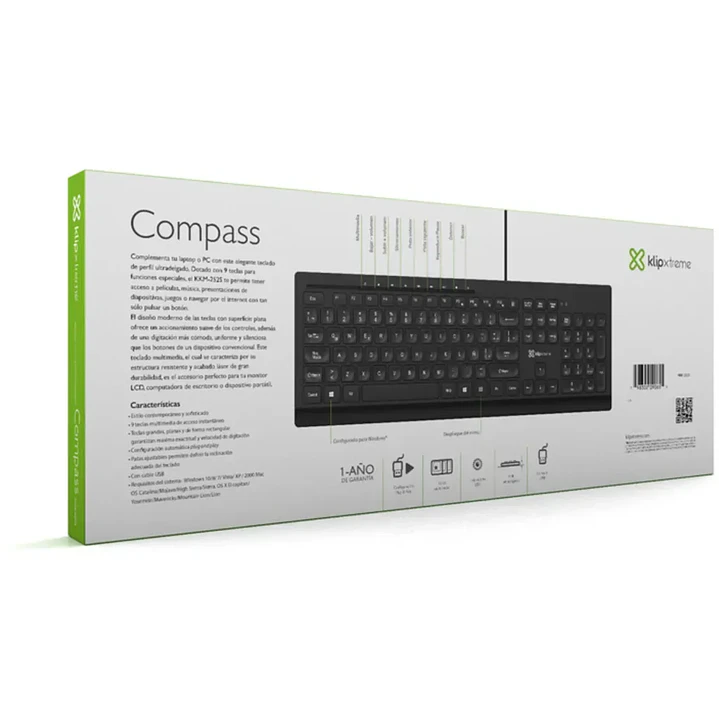 Teclado Klip Xtreme Compass USB Alámbrico Español 2