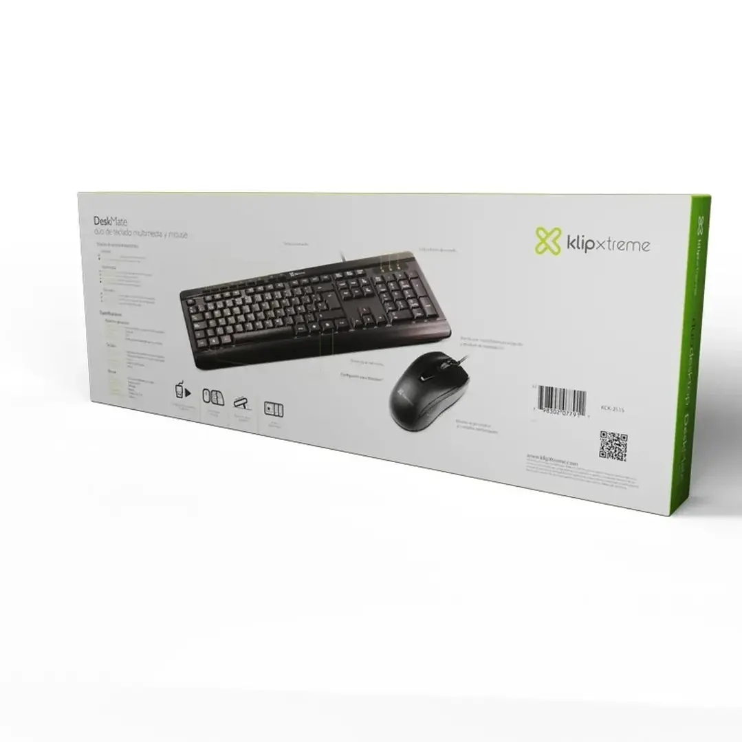Combo Teclado y Mouse Klip Xtreme KCK-251S Alámbrico USB Español 2