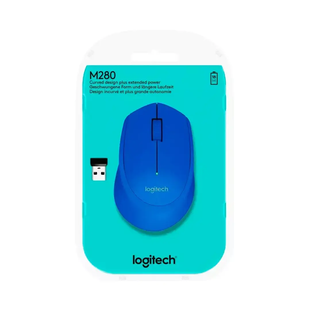 Mouse Logitech M280 Azul Inalámbrico 2.4 GHz y sensor óptico 2