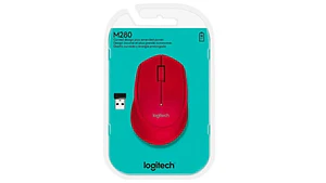 Mouse Logitech M280 Rojo Inalámbrico 2.4 GHz con seguimiento óptico