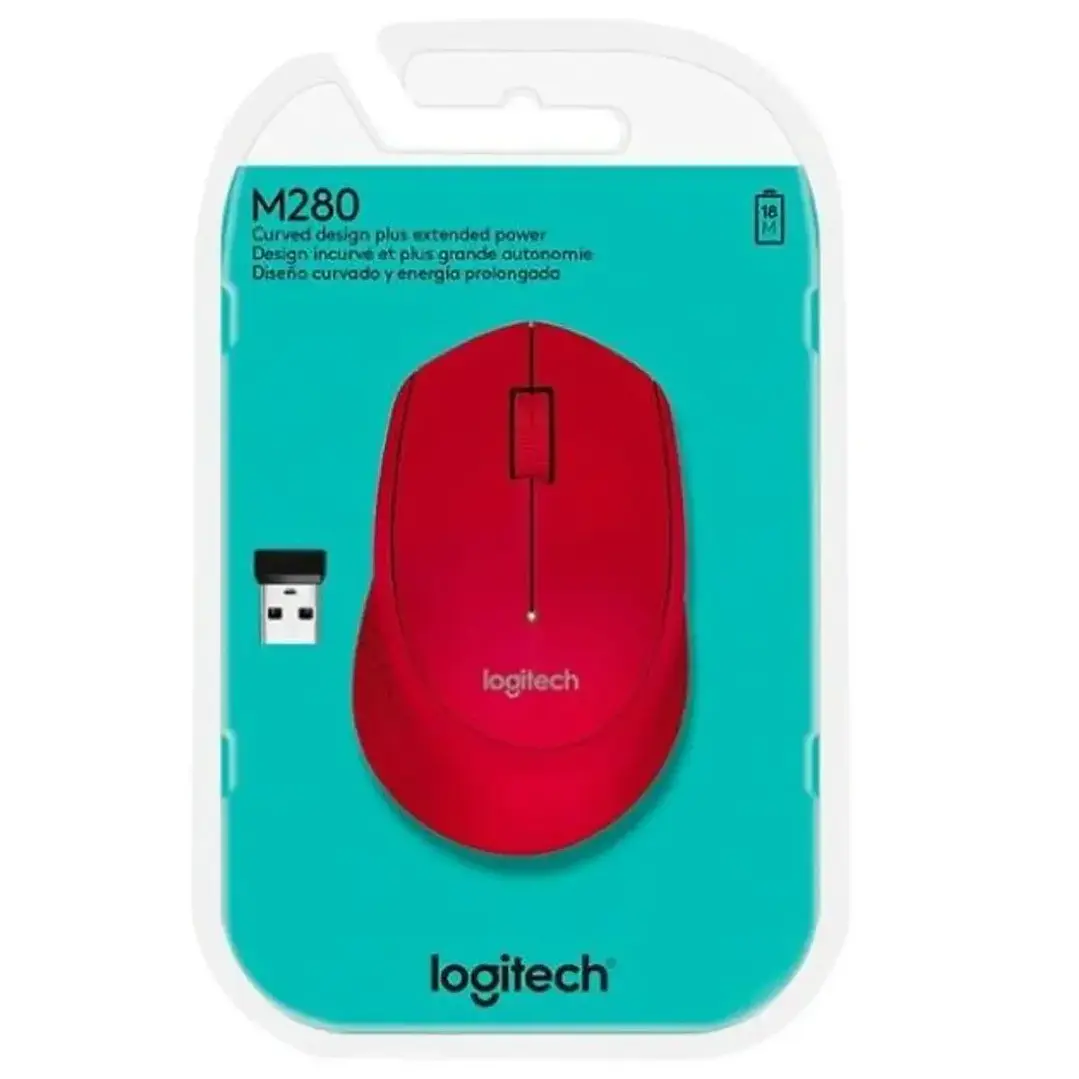 Mouse Logitech M280 Rojo Inalámbrico 2.4 GHz con seguimiento óptico 1
