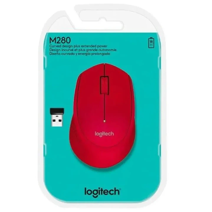 Mouse Logitech M280 Rojo Inalámbrico 2.4 GHz con seguimiento óptico 1