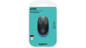Mouse Logitech M190 Óptico Negro/Azul Inalámbrico 2.4 GHz