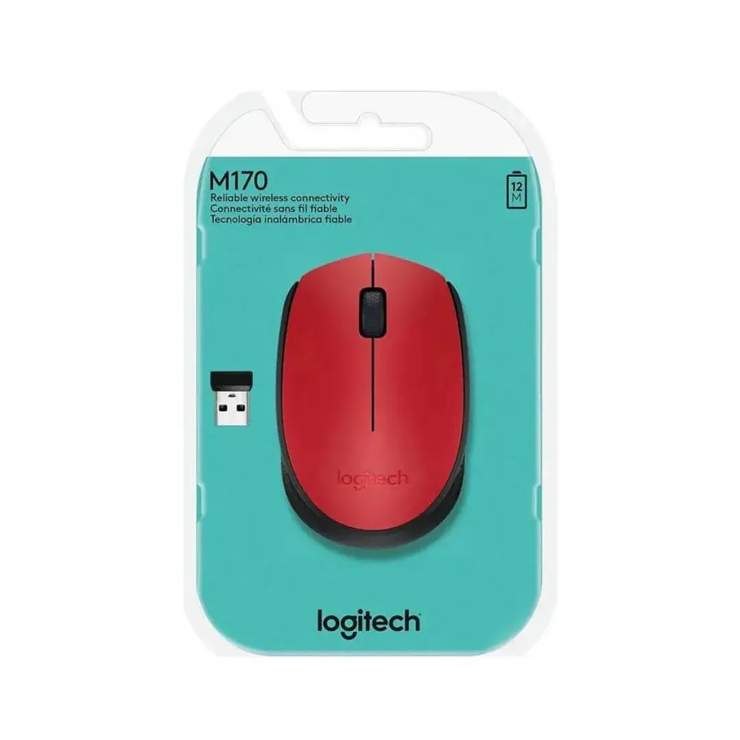 Mouse Logitech M170 Rojo Inalámbrico 2.4 GHz Óptico para oficina 1