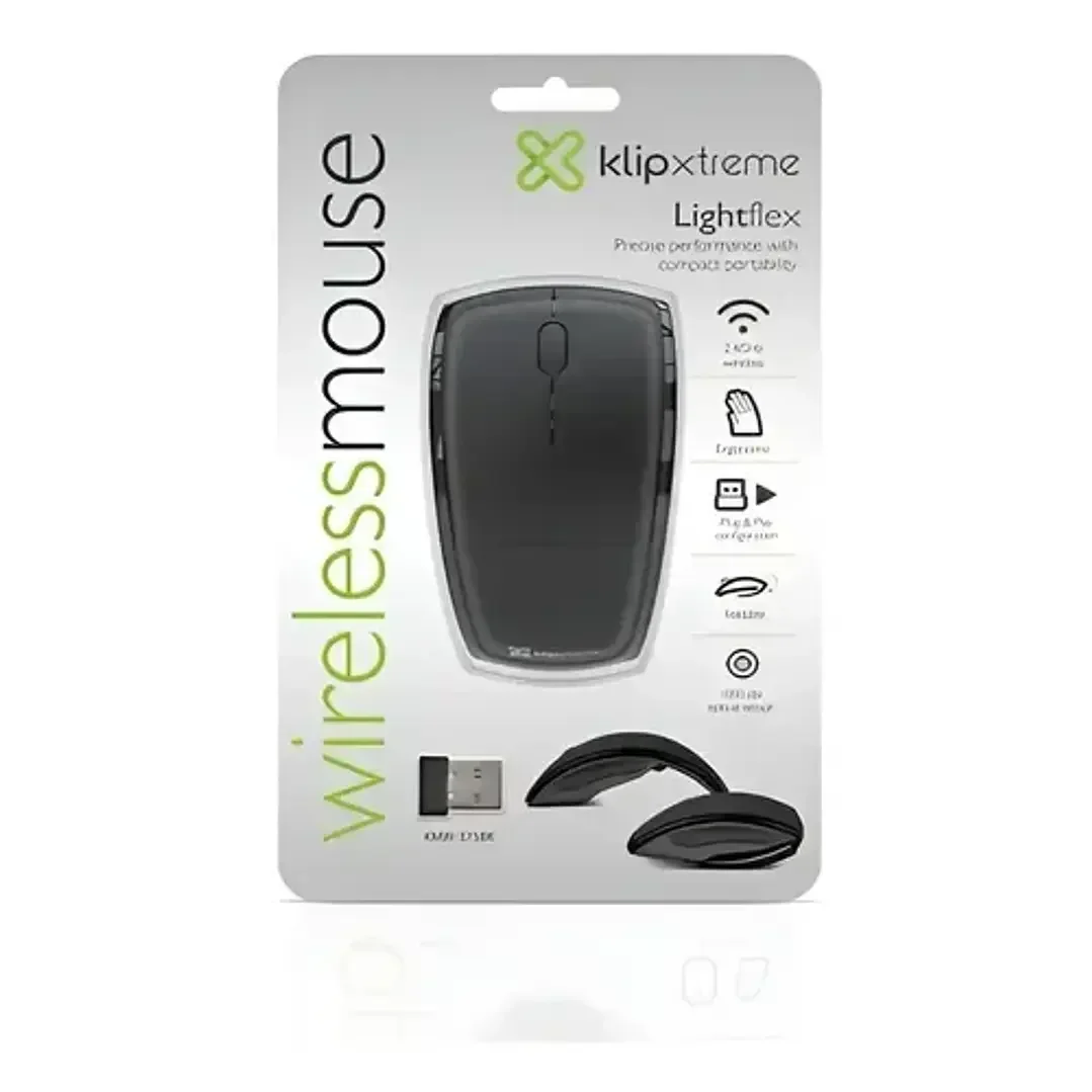 Mouse Klip Xtreme KMW-375GR Inalámbrico Plegable 1000 DPI