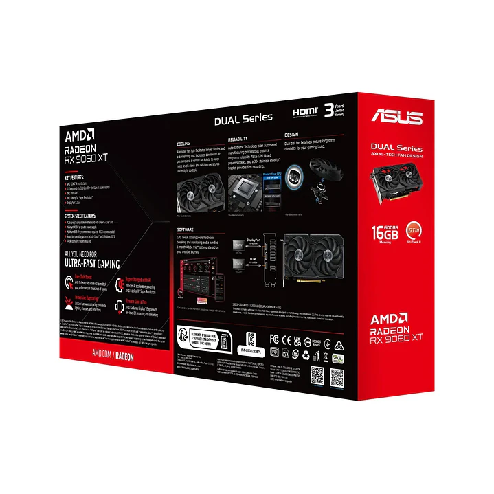 Tarjeta de Video ASUS AMD Radeon RX 9060 XT 16GB GDDR6 PCIe 5.0 4