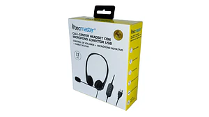 Audífonos Tecmaster TM-100559 USB On-Ear Negro para oficina