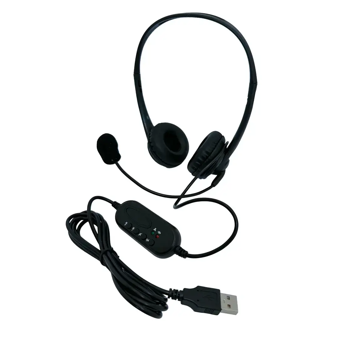 Audífonos Tecmaster TM-100559 USB On-Ear Negro para oficina 2