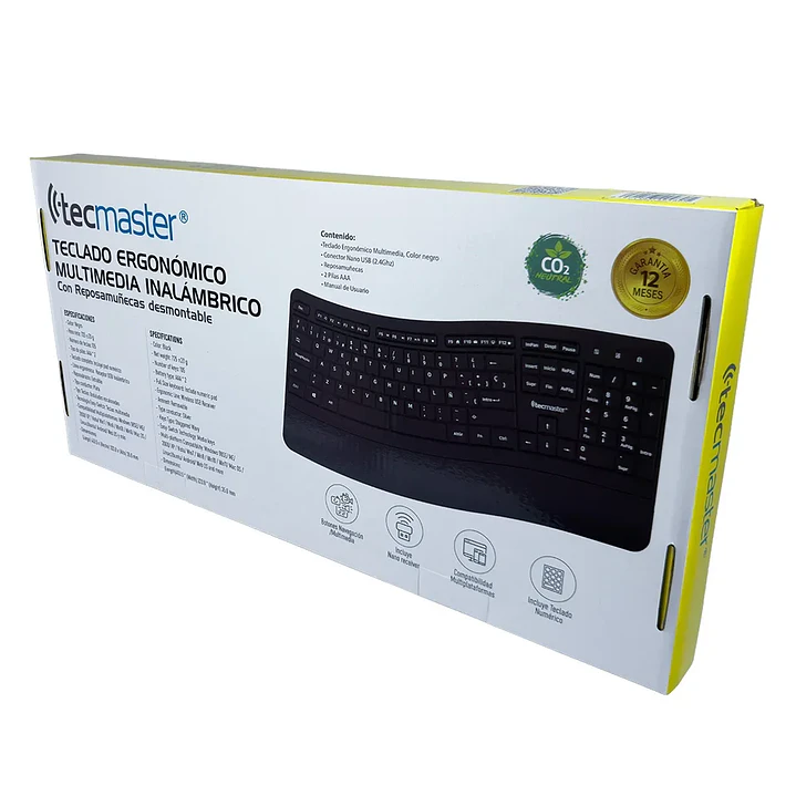 Teclado Tecmaster TM-100567 Inalámbrico Ergonómico Membrana Español 2