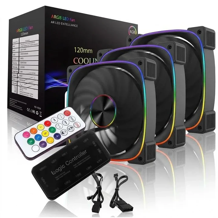 Ventilador Gabinete EZ-A25 ARGB Set 3 Unidades 120mm con Control Remoto 2