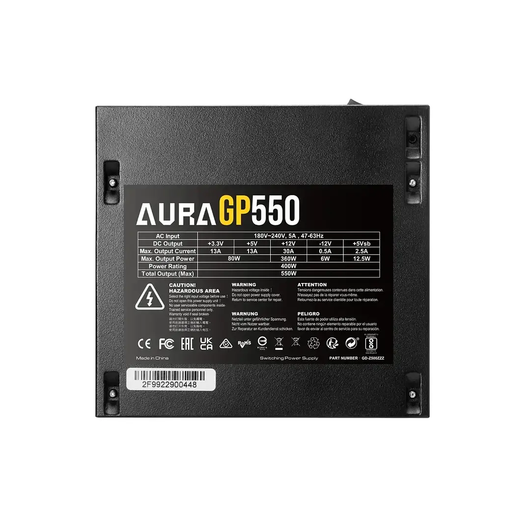 Fuente de Poder Gamdias AURA GP550 550W No modular 3