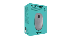Mouse Logitech M110 Plateado con cable USB-A y clic silencioso