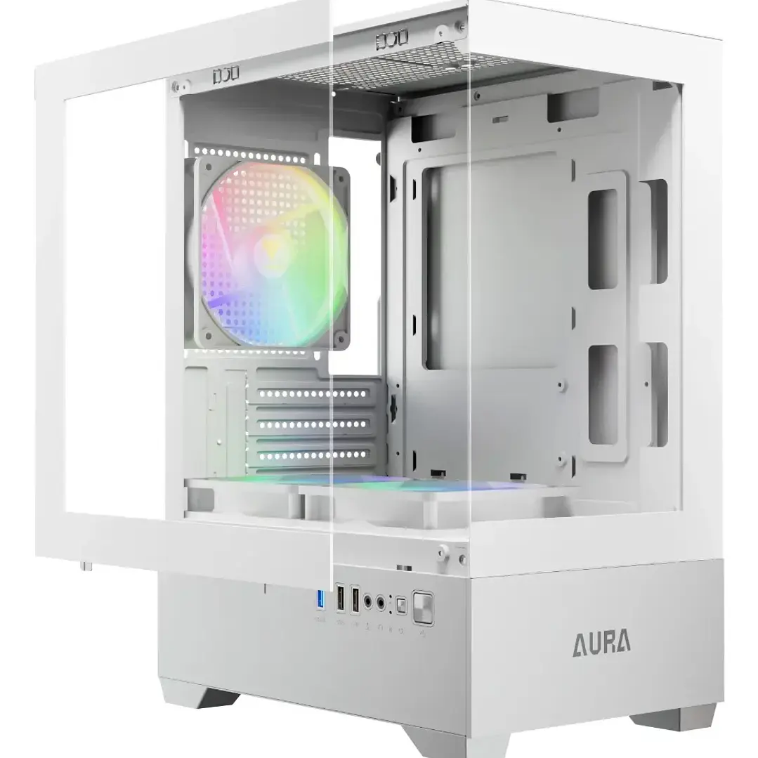 Gabinete Gamdias Aura GC9M Elite ARGB Micro-Tower Blanco con 3 ventiladores 3