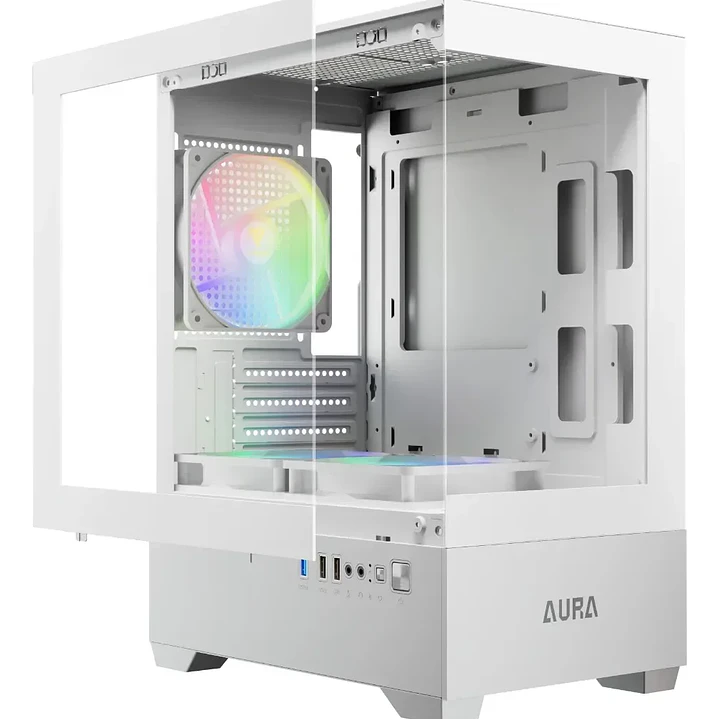 Gabinete Gamdias Aura GC9M Elite ARGB Micro-Tower Blanco con 3 ventiladores 3