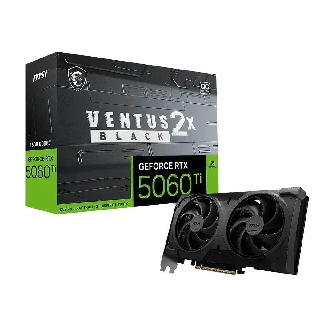 Tarjeta de Video MSI GeForce RTX 5060 Ti 16GB GDDR7 · Ventus 2X Black Plus OC 1