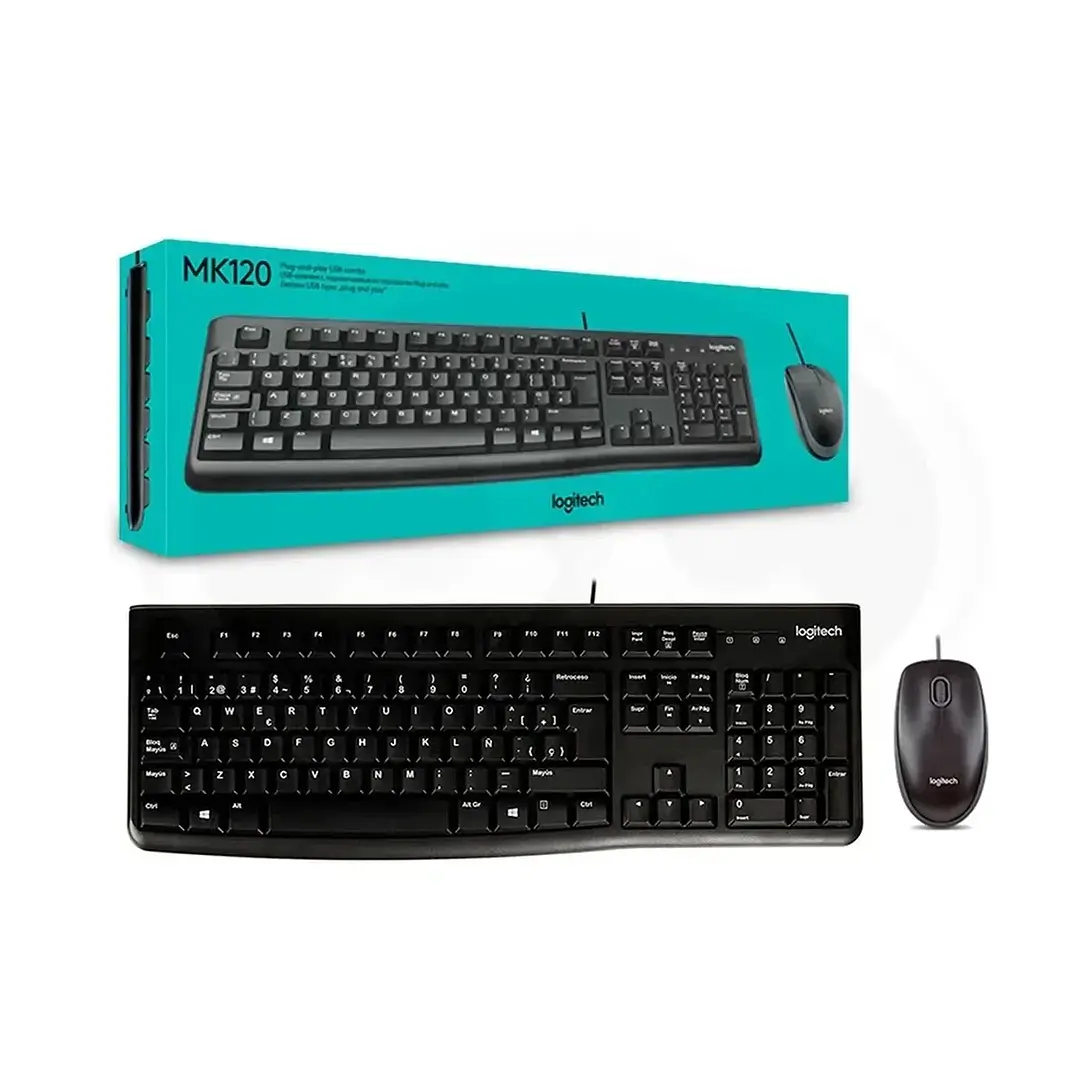 Combo Teclado y Mouse Logitech MK120 USB Alámbrico para Oficina 1