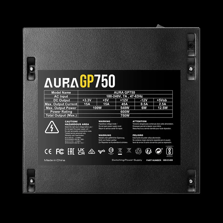 Fuente de Poder Gamdias Aura GP750 750W No Modular ATX 3