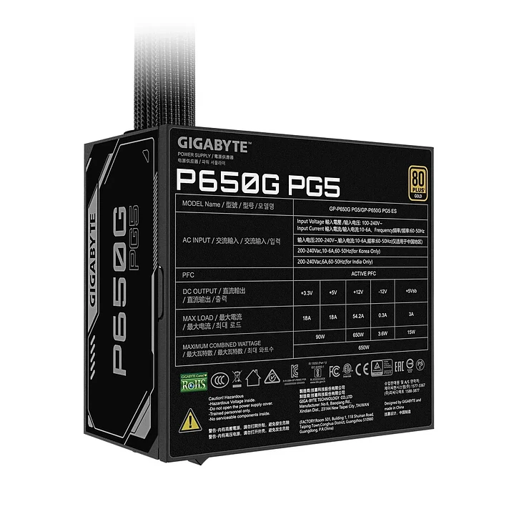 Fuente de Poder | Gigabyte P650G PG5 | 650W | 80 Plus Gold 3