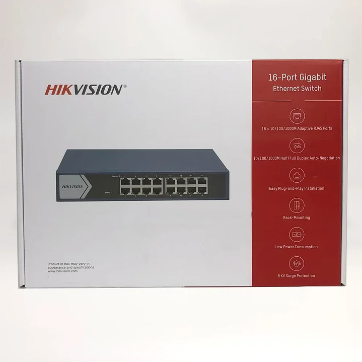 Switch Gigabit 16 Puertos | Hikvision DS-3E0516-E(C) | Rackeable Metálico 1