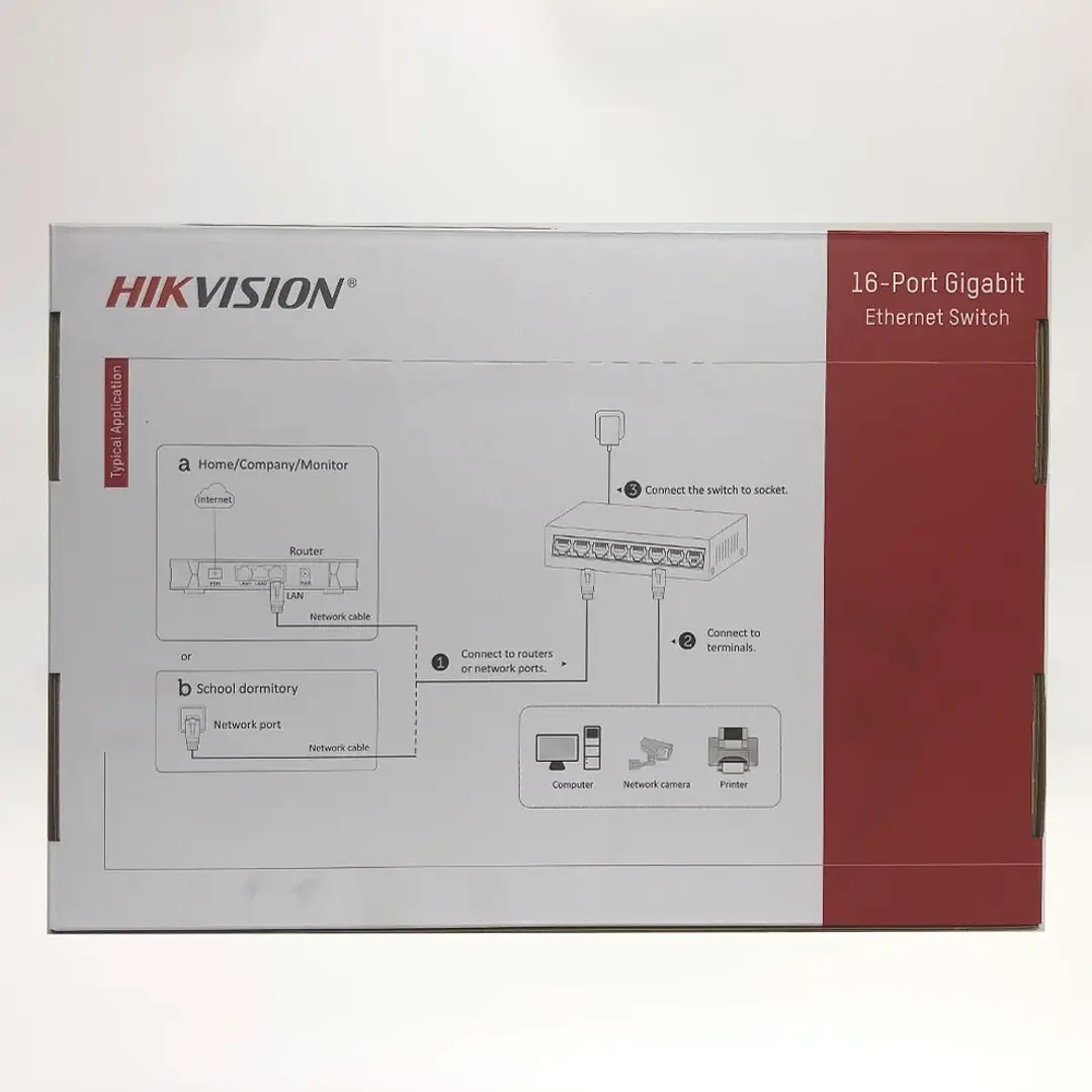Switch Gigabit 16 Puertos | Hikvision DS-3E0516-E(C) | Rackeable Metálico 2