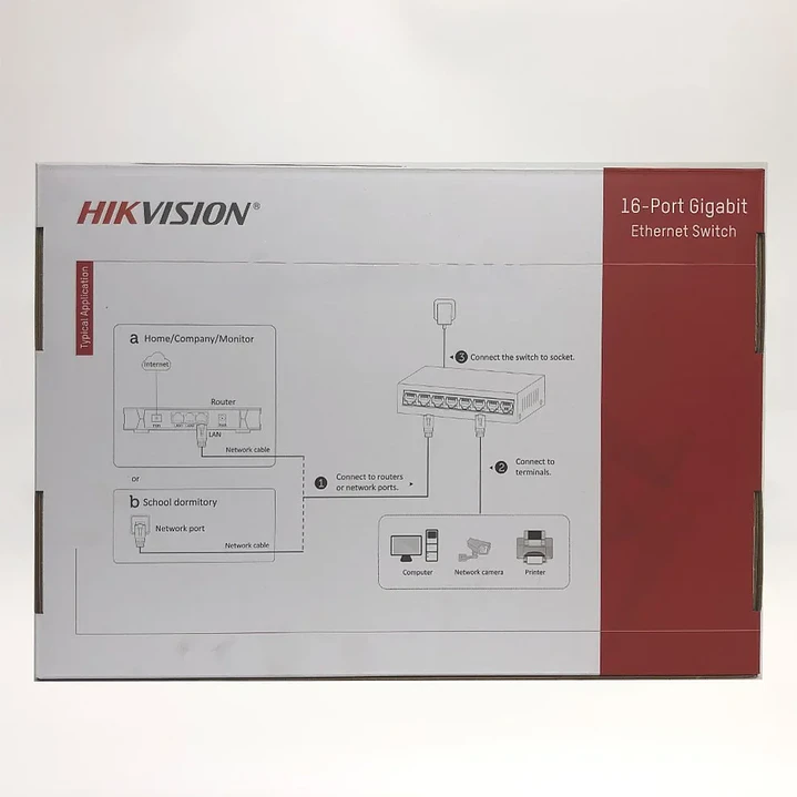Switch Gigabit 16 Puertos | Hikvision DS-3E0516-E(C) | Rackeable Metálico 2
