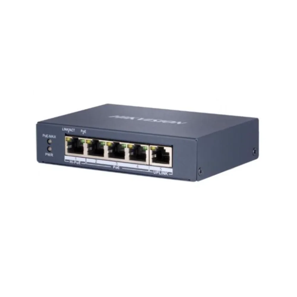Switch | Hikvision DS-3E0505HP-E | 5 puertos Gigabit | PoE 60 W