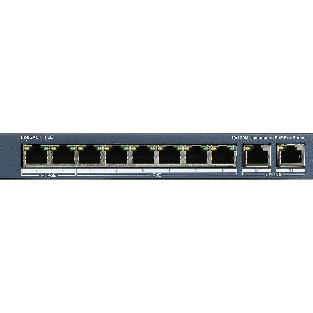 Switch PoE | Hikvision DS-3E0310HP-E | 8 puertos PoE | 2 uplink Gigabit 2