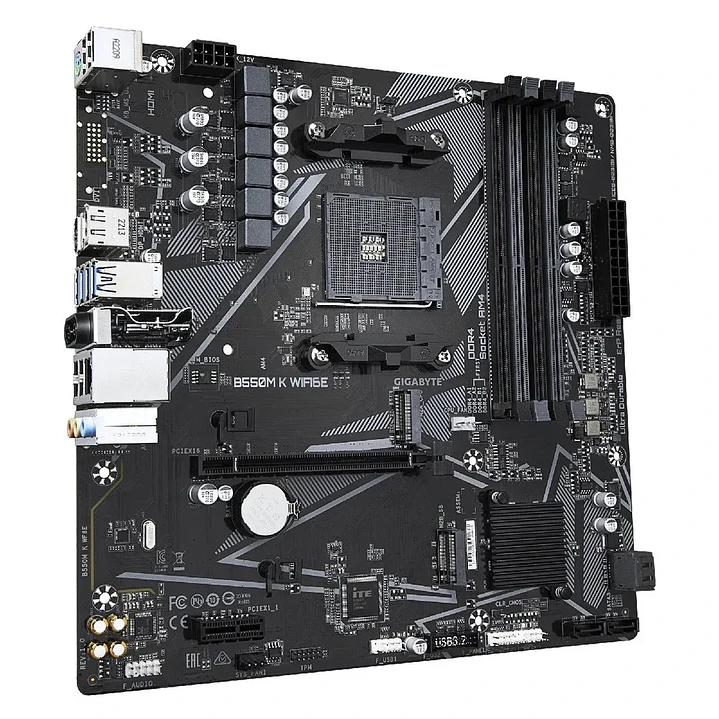 Placa Madre | Gigabyte B550M K WIFI6E | AM4 | AMD B550 | 4x DDR4/Wi‑Fi 6E 2