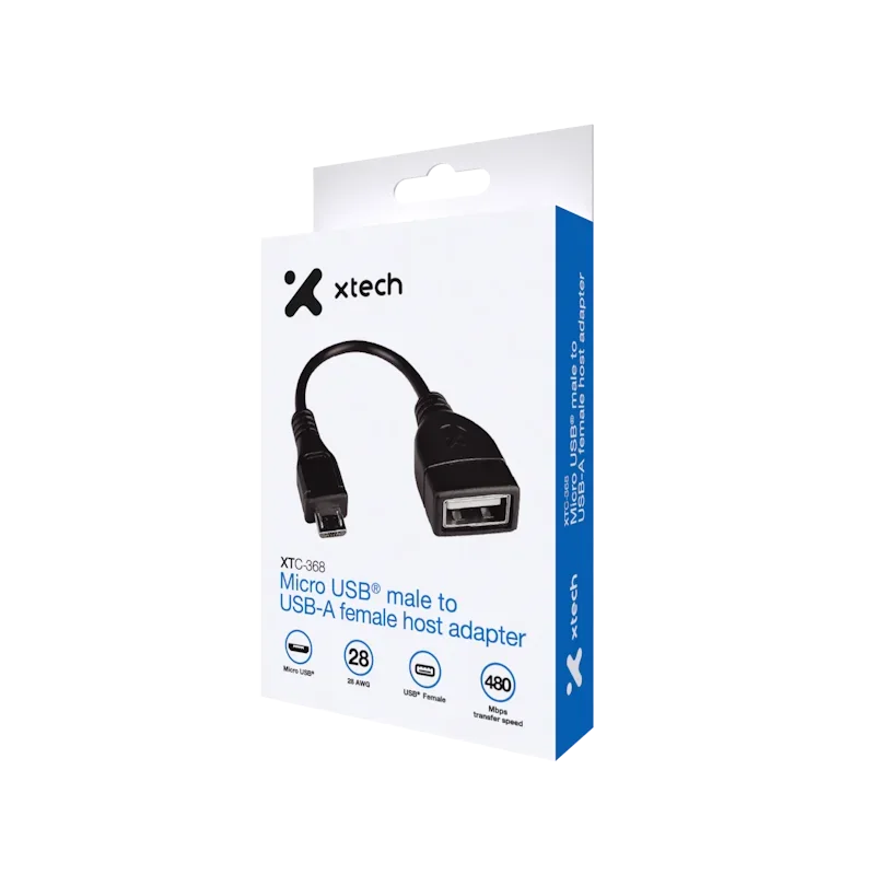 Adaptador OTG | Xtech XTC-368 | Micro-USB a USB-A | USB 2.0